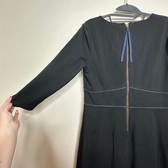 Boden Womens Bryony Broderie Trim 3/4 Sleeve Fit & Flare A-Line Dress Black Sz10 - Picture 11 of 11